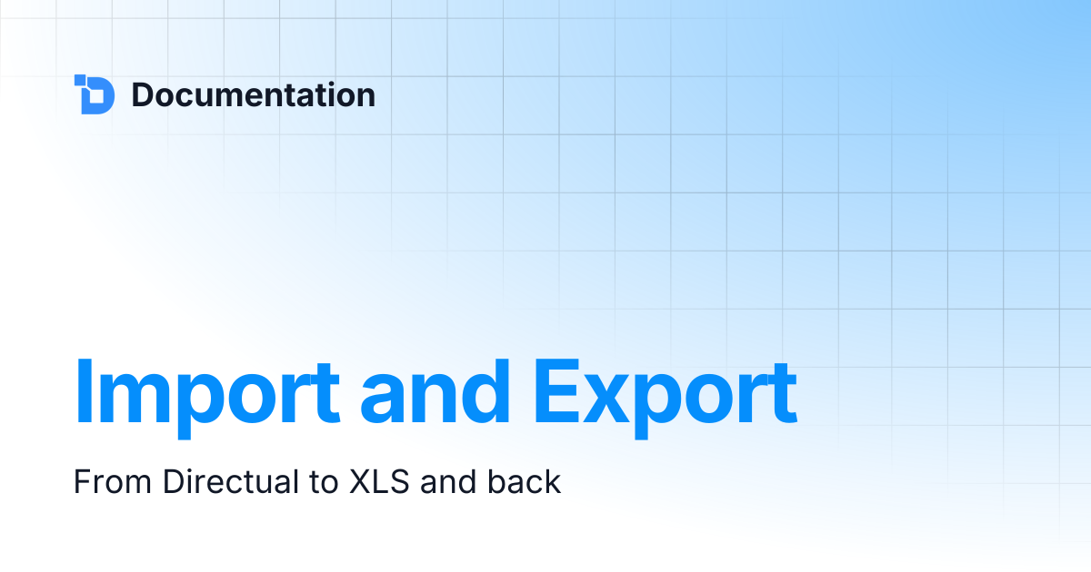 Import and Export | Documentation